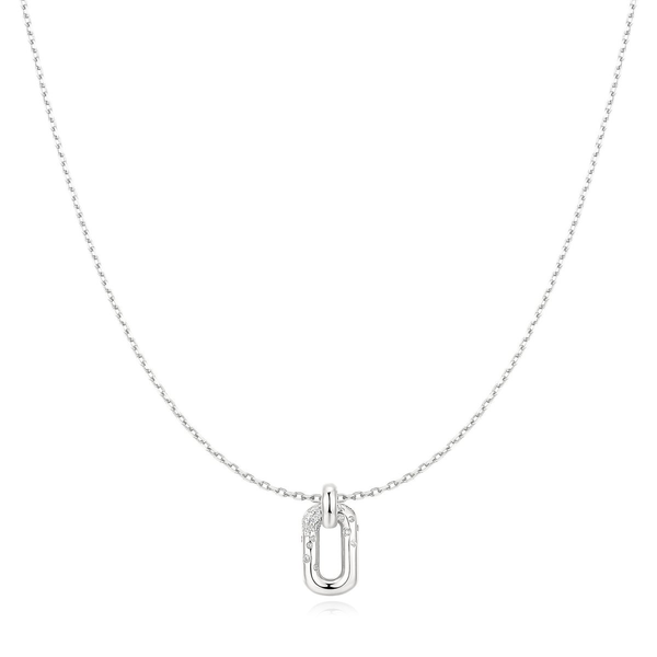 Silver Sparkling Oval Hoop Pendant Necklace House of Silva Wooster, OH