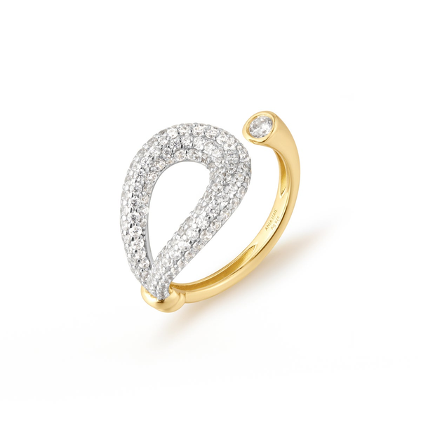 Gold Pavé Knot Adjustable Ring Image 2 House of Silva Wooster, OH