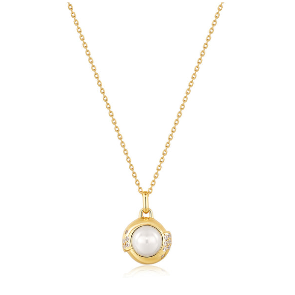 Gold Shell Pearl Sphere Pendant Necklace House of Silva Wooster, OH