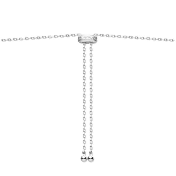 Silver Bezel Cubic Zirconia Station Necklace Image 3 House of Silva Wooster, OH