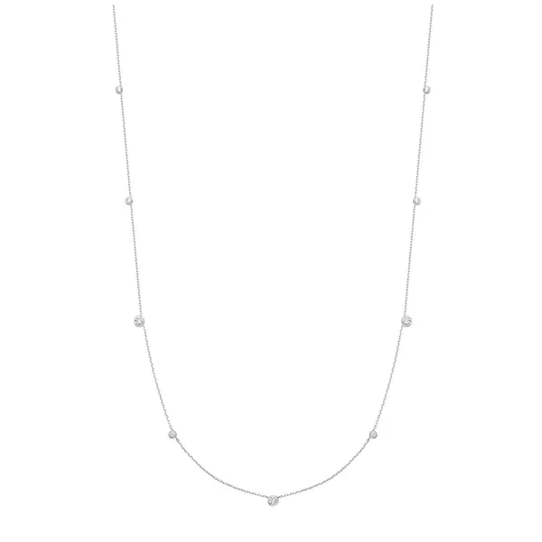 Silver Bezel Cubic Zirconia Station Necklace
