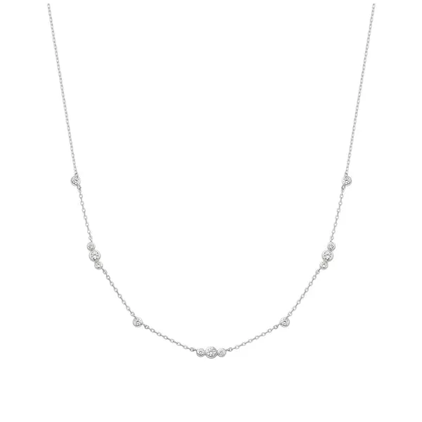 Silver Sparkling Bezel Cubic Zirconia Station Necklace House of Silva Wooster, OH