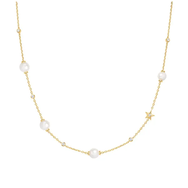 Gold Pearl And Star Station Necklace House of Silva Wooster, OH