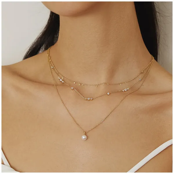 Gold Sparkling Bezel Cubic Zirconia Station Necklace Image 2 House of Silva Wooster, OH