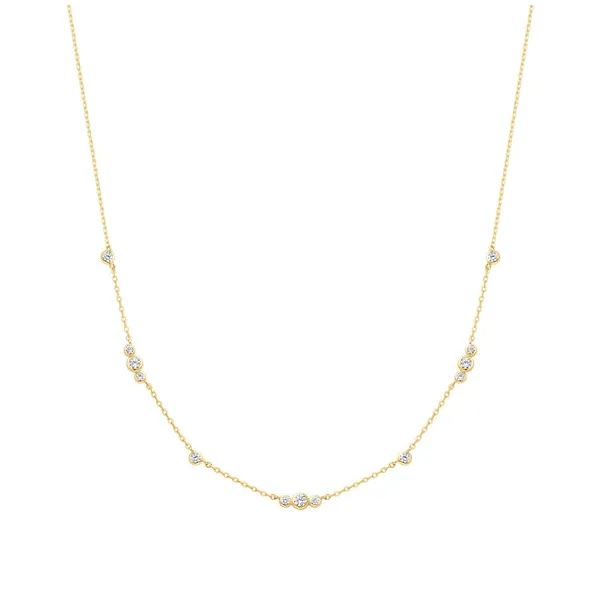 Gold Sparkling Bezel Cubic Zirconia Station Necklace House of Silva Wooster, OH