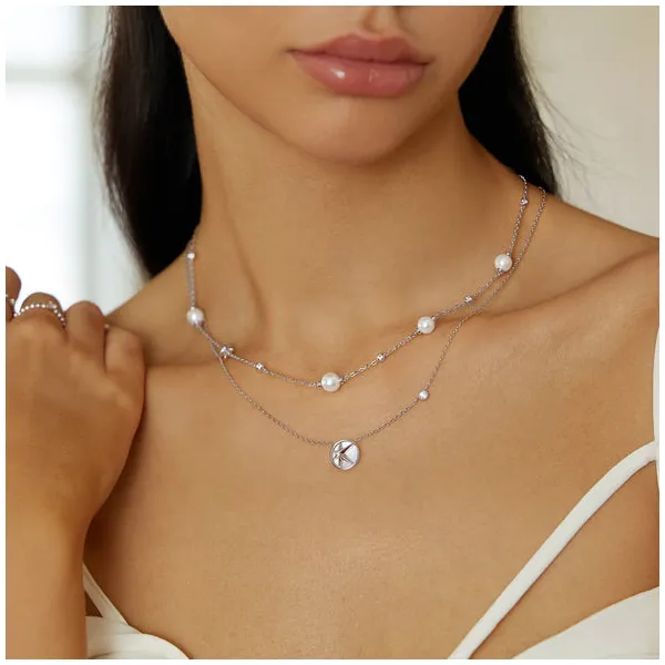 Silver Pearl And Star Station Necklace Image 2 House of Silva Wooster, OH