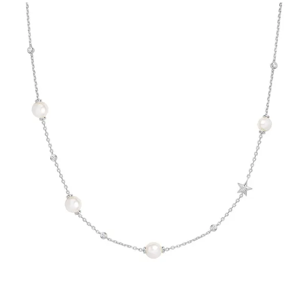 Silver Pearl And Star Station Necklace House of Silva Wooster, OH