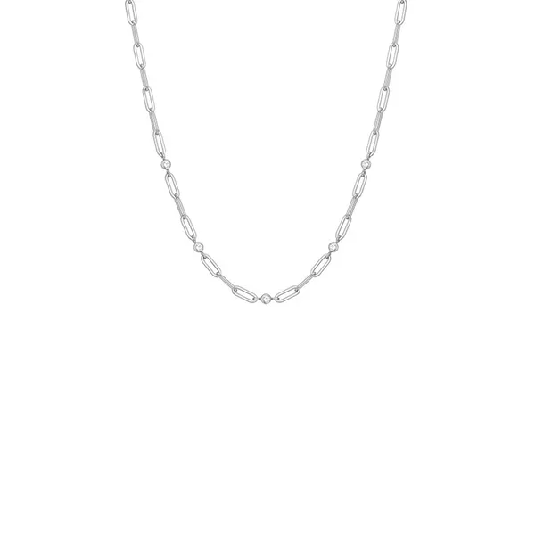 Silver Bezel Station Paper Clip Chain Necklace House of Silva Wooster, OH