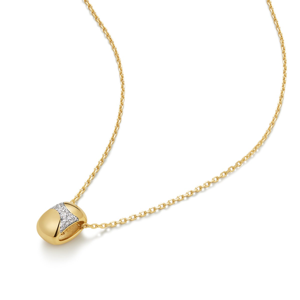 Tide Echo Gold Puffed Rivulet Pave Necklace Image 3 House of Silva Wooster, OH