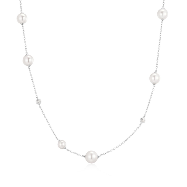 Luna Gaze Silver Asymmetric Shell Pearl Station Necklace House of Silva Wooster, OH