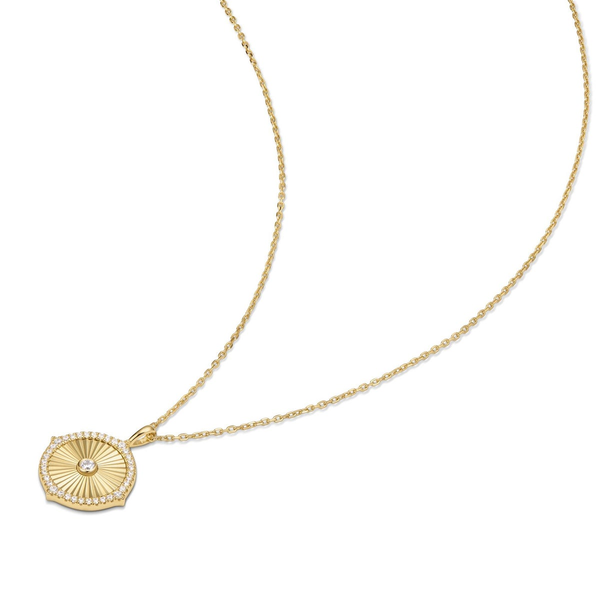 Tide Echo Gold Diamond- Cut Sunny Disc Necklace Image 3 House of Silva Wooster, OH