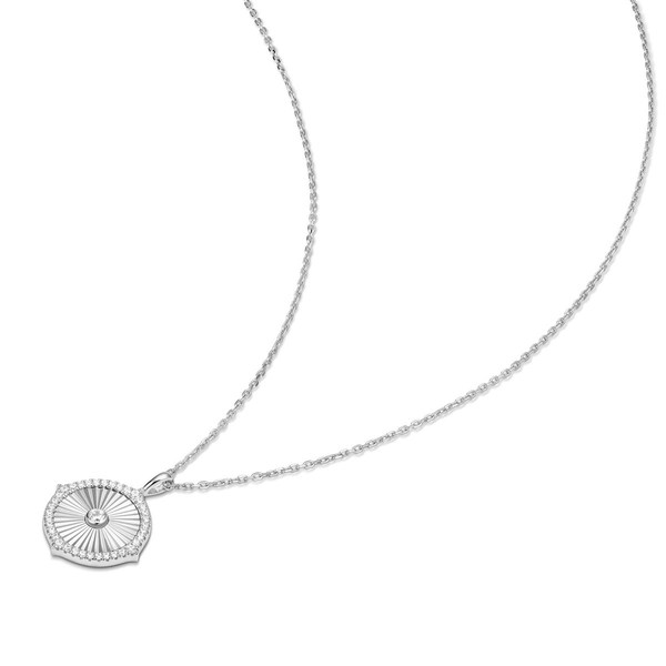 Tide Echo Silver Diamond- Cut Sunny Disc Necklace Image 3 House of Silva Wooster, OH