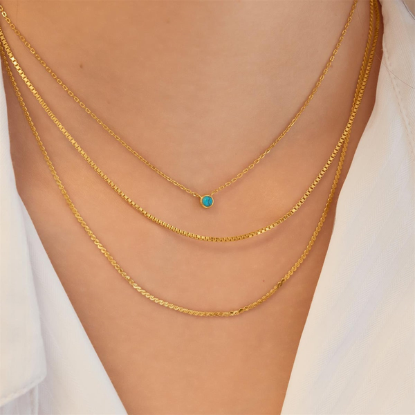 Ripple Joy Gold Bezel- Set Lab- Created Turquoise Solitaire Necklace Image 2 House of Silva Wooster, OH