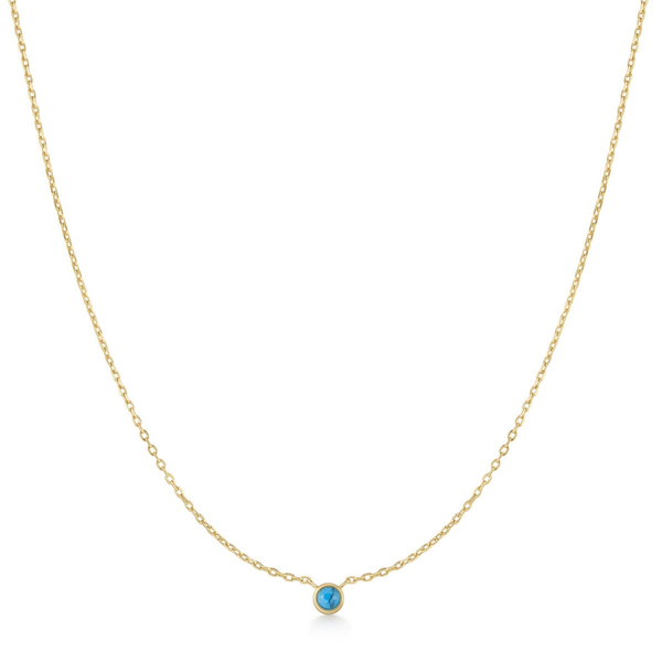 Ripple Joy Gold Bezel- Set Lab- Created Turquoise Solitaire Necklace House of Silva Wooster, OH