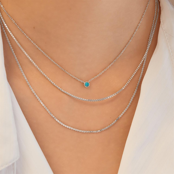 Ripple Joy Silver Bezel - Set Lab- Created Turquoise Solitaire Necklace Image 2 House of Silva Wooster, OH