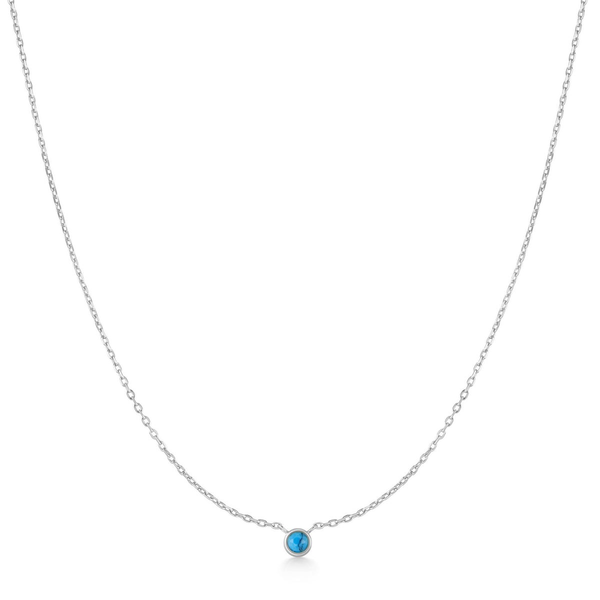 Ripple Joy Silver Bezel - Set Lab- Created Turquoise Solitaire Necklace House of Silva Wooster, OH
