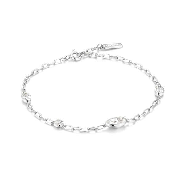Silver Bezel Organic Dome Pebble Station Bracelet House of Silva Wooster, OH