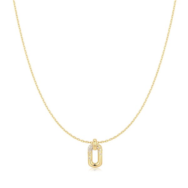 Gold Sparkling Oval Hoop Pendant Necklace House of Silva Wooster, OH