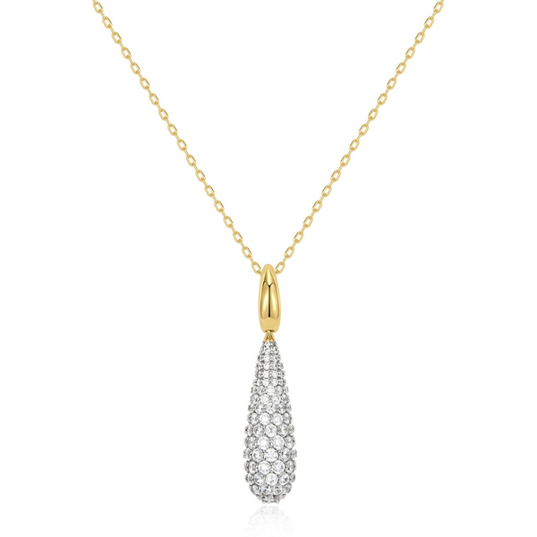 Gold Pavé Statement Teardrop Necklace House of Silva Wooster, OH