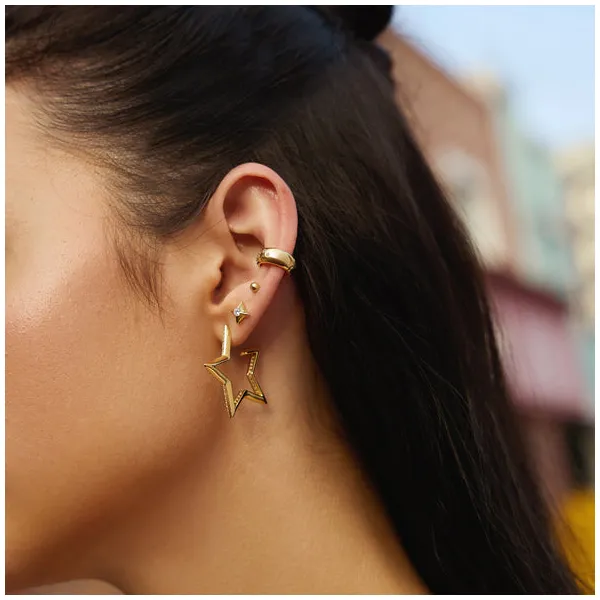Gold Sparkling Star Stud Earrings Image 2 House of Silva Wooster, OH