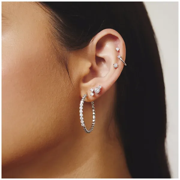 Silver Large Claw Sphere Beaded Hoop Earrings Image 2 House of Silva Wooster, OH
