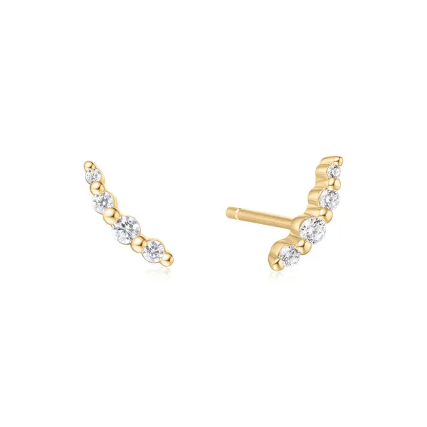 Gold Bezel Beaded Stone Stud Earrings House of Silva Wooster, OH