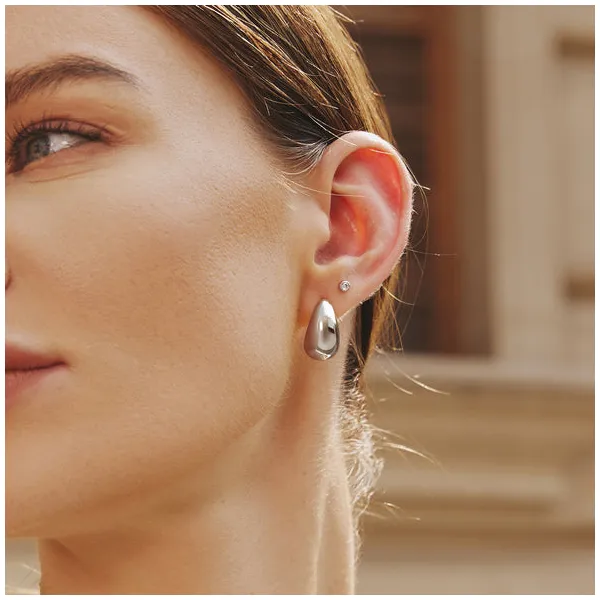 Silver Bold Dome Hoop Earrings Image 2 House of Silva Wooster, OH
