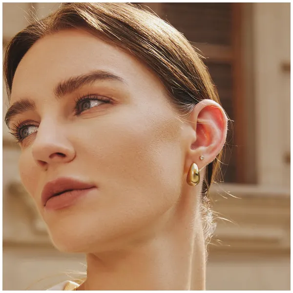 Gold Bold Dome Hoop Earrings Image 3 House of Silva Wooster, OH