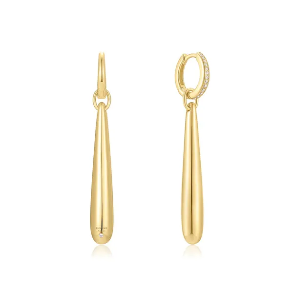 Gold Long Water Droplet Drop Earrings Image 3 House of Silva Wooster, OH