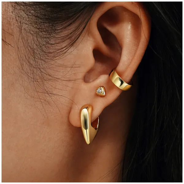 Gold Sparkling Shield Stud Earrings Image 2 House of Silva Wooster, OH