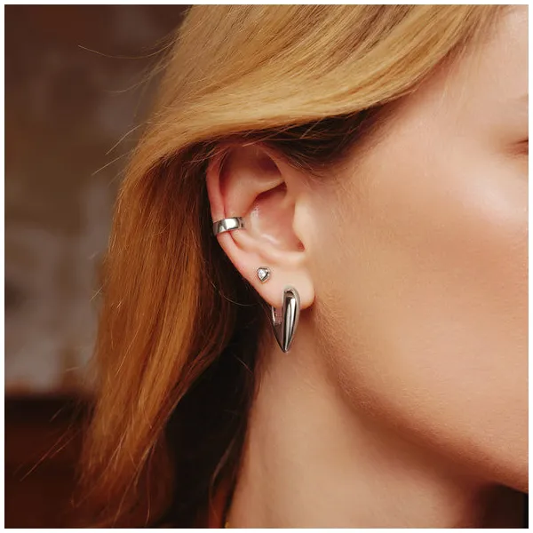 Silver Sparkling Shield Stud Earrings Image 3 House of Silva Wooster, OH