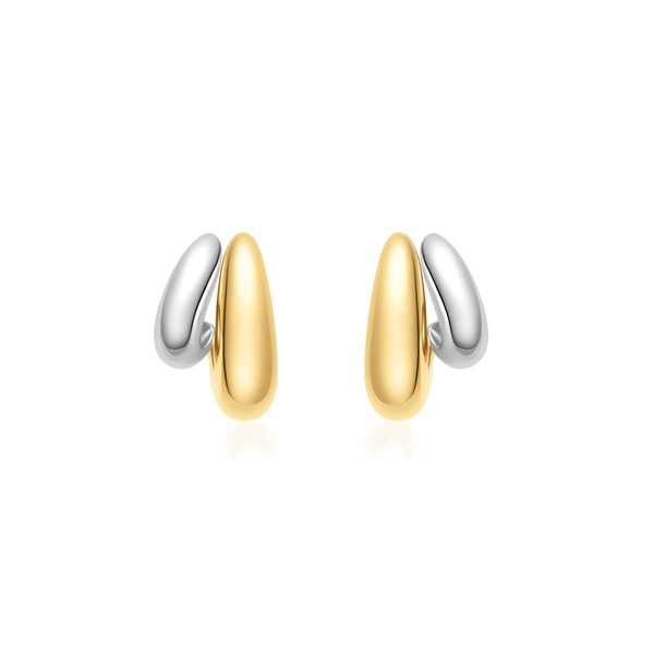 Tide Echo Two-Tone Dome Stud Hoop Earrings House of Silva Wooster, OH