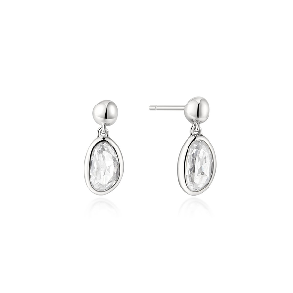Silver Bezel Organic Pebble Dangle Stud Earrings House of Silva Wooster, OH