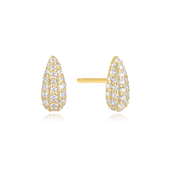 Gold Pavé Dome Stud Earrings House of Silva Wooster, OH