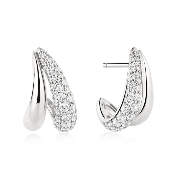 Silver Duet Stud Hoop Earrings House of Silva Wooster, OH