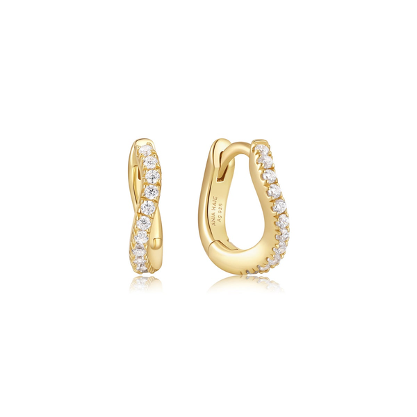 Gold Slim Pavé Wave Huggie Hoop Earrings House of Silva Wooster, OH