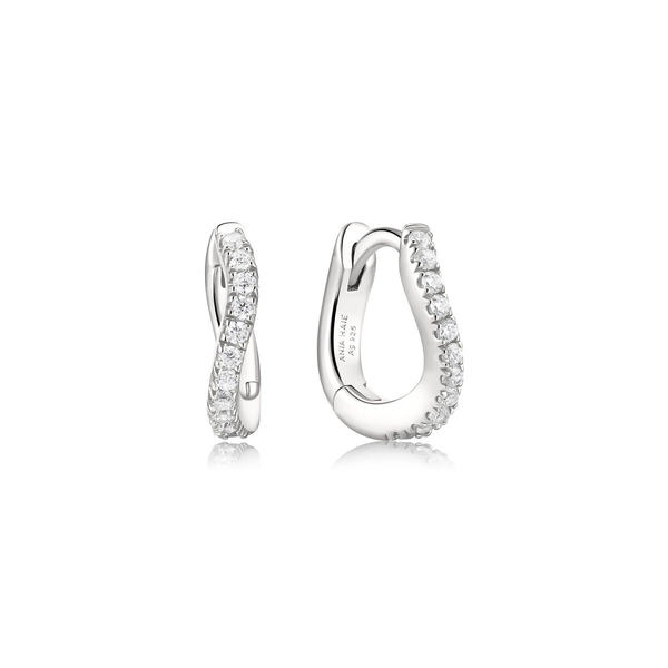 Silver Slim Pavé Wave Huggie Hoop Earrings House of Silva Wooster, OH