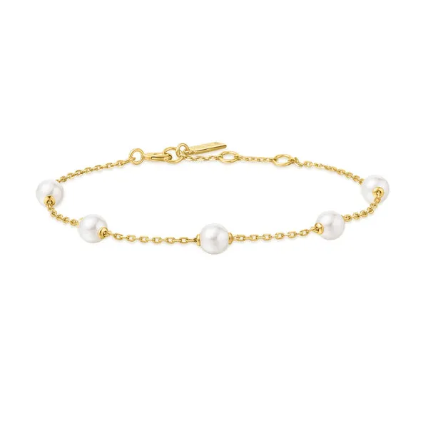 Gold Pearl Station Bracelet House of Silva Wooster, OH