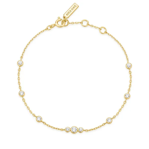 Gold Sparkling Bezel Cubic Zirconia Station Bracelet Image 3 House of Silva Wooster, OH