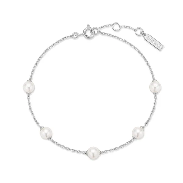 Silver Pearl Station Bracelet Image 3 House of Silva Wooster, OH