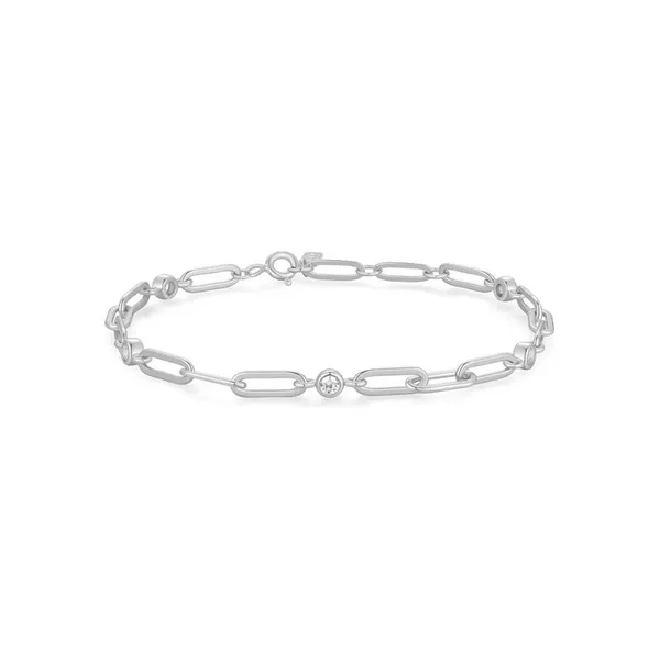 Silver Bezel Station Paper Clip Chain Bracelet House of Silva Wooster, OH