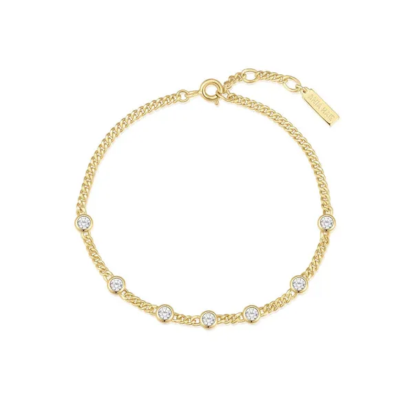 Gold Multi Station Round Stone Chain Bracelet Image 3 House of Silva Wooster, OH