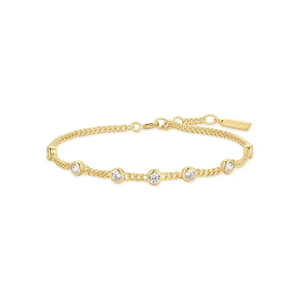 Gold Multi Station Round Stone Chain Bracelet House of Silva Wooster, OH