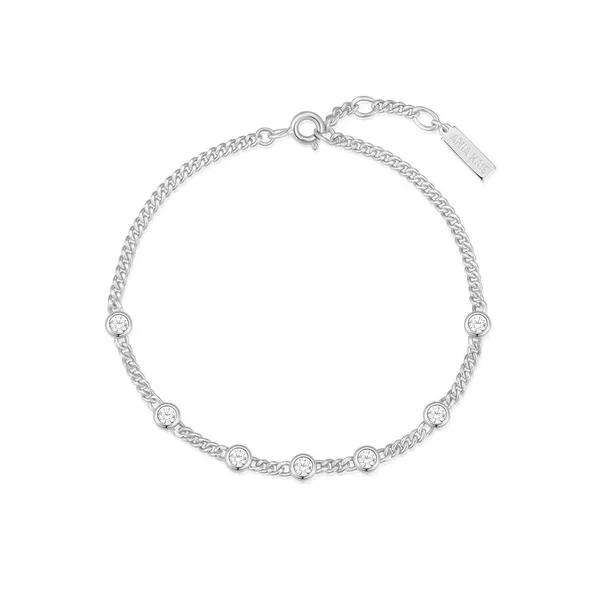 Silver Multi Station Round Stone Chain Bracelet Image 3 House of Silva Wooster, OH