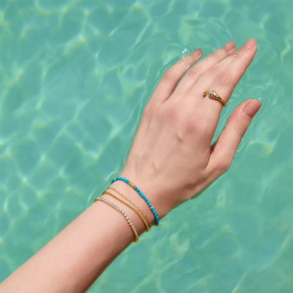 Ripple Joy Gold Lab- Created Turquoise Beaded Bracelet Image 2 House of Silva Wooster, OH