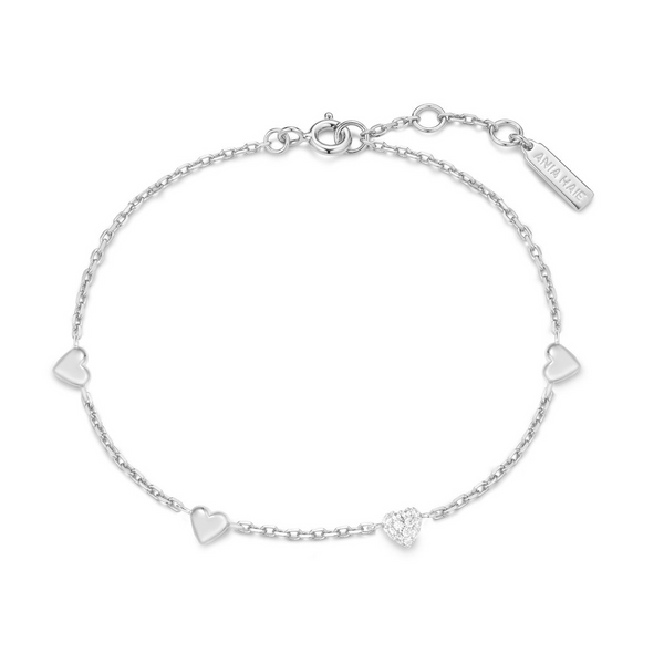 Starlit Drops Silver Pave Puffed Heart Station Bracelet Image 3 House of Silva Wooster, OH