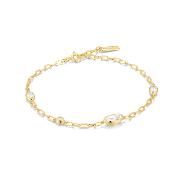 Gold Bezel Organic Dome Pebble Station Bracelet House of Silva Wooster, OH