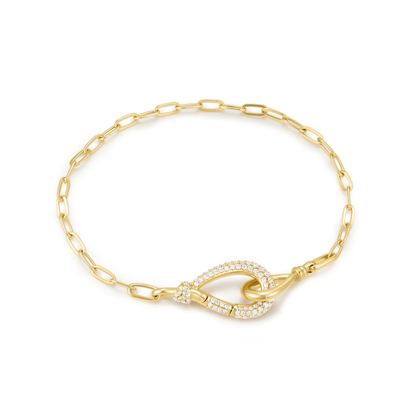 Gold Interlocked Pavé & Polished Knot Bracelet House of Silva Wooster, OH