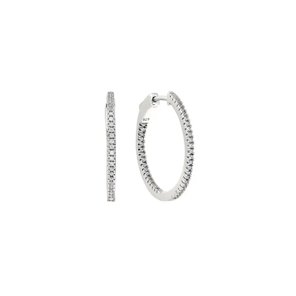 Micropave` Simulated Diamond Inside Out Medium Hoops House of Silva Wooster, OH