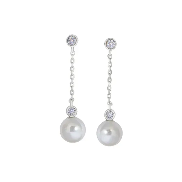 Simualted Diamond & Pearl Drop Earrings House of Silva Wooster, OH